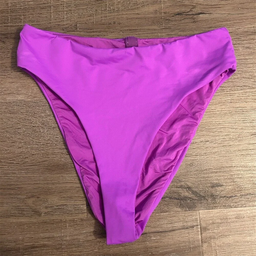 SKIMS Signature Swim Bikini Bottom Womens Size S Purple High Cut High Leg